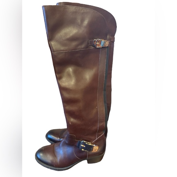 Vince Camuto Riding Boots Bocca Sz 7M Over the Knee Brown Leather Side Zip - Picture 9 of 14